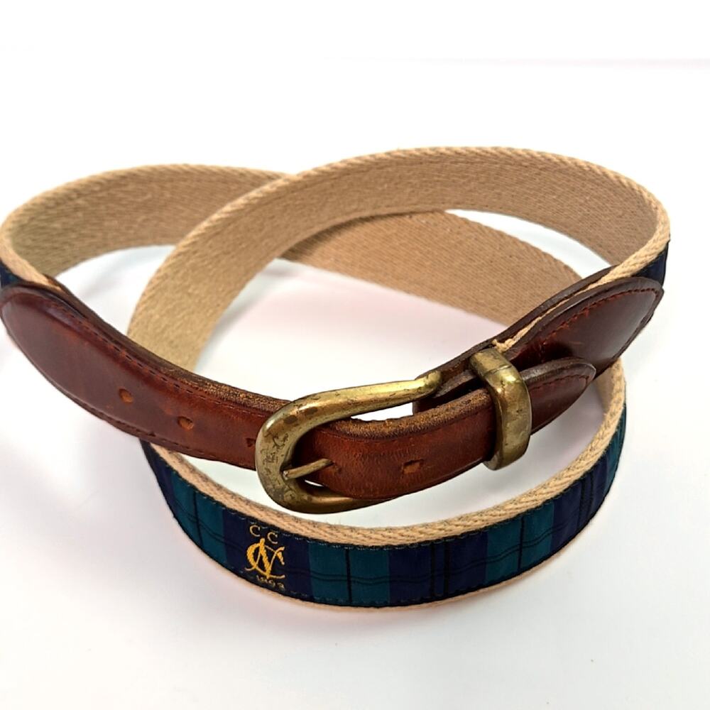 Vintage Masters Augusta National Golf Tartan Canvas Leather Belt 34"  Classic